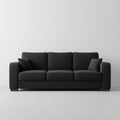 Czarna sofa trzyosobowa z tapicerką tkaninową, 210 × 90 × 85 cm