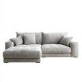 Jasnoszara sofa narożna w kształcie L z lewostronnym szezlongiem, tapicerowana poliestrem, 260 × 160 × 85 cm