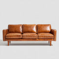 Trzyosobowa sofa prosta z tapicerką z PU, koniakowa, 210 x 88 x 86 cm