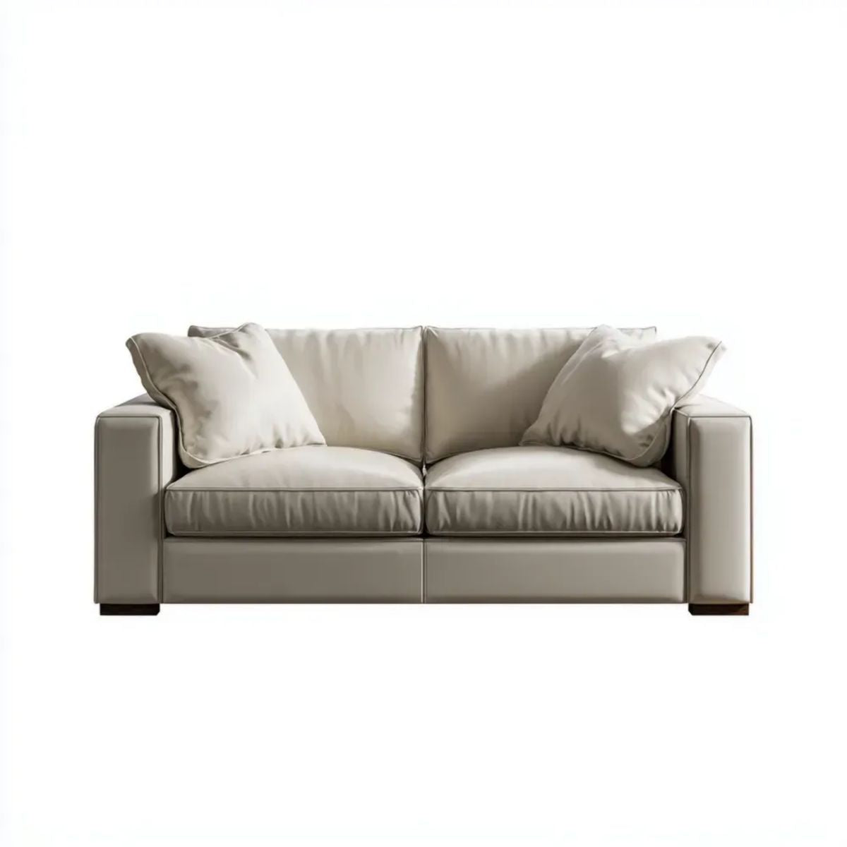 Beżowa sofa dwuosobowa z tapicerką PU 170 x 90 x 85 cm