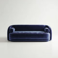Granatowa sofa dwuosobowa z aksamitu 180 x 88 x 75 cm, zaokrąglona