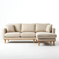 Beżowa sofa narożna z prawym szezlongiem i tapicerką poliestrową 260 × 160 × 85 cm