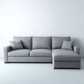 Szara sofa narożna w kształcie L z prawostronnym szezlongiem, tapicerka poliestrowa, 260 × 160 × 85 cm