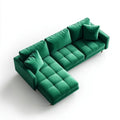 Zielona sofa narożna z weluru w kształcie L z lewostronnym szezlongiem, 280 x 170 x 85 cm