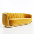 Dwuosobowa sofa aksamitna musztardowo-złota ze stalową ramą, 180 x 85 x 75 cm
