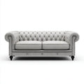 Dwuosobowa sofa Chesterfield z tkaniny jasnoszara 180 x 90 x 75 cm