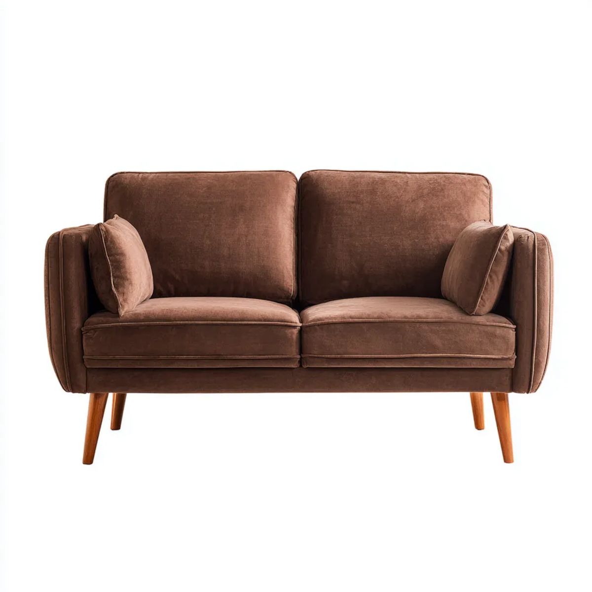 Brązowa dwuosobowa sofa welurowa 146 x 78 x 84 cm