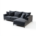 Grafitowa sofa narożna w kształcie L z prawym szezlongiem, aksamit poliestrowy, 260 x 170 x 85 cm
