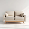 Beżowa sofa dwuosobowa z tapicerką tkaninową, 160 x 85 x 86 cm