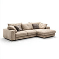Beżowa sofa narożna z mikrofibry, prawostronna, 280 x 170 x 85 cm