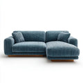 Narożna sofa z prawostronnym szezlongiem z poliestru, niebieskoszara/brązowa, 250 x 160 x 85 cm