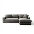 Prawostronna sofa narożna w kształcie L z tkaniny poliestrowej, szara, 280 × 165 × 85 cm