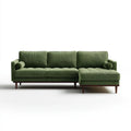 Oliwkowa sofa narożna w kształcie L z prawostronnym szezlongiem, sztruksowa, 250 × 155 × 85 cm
